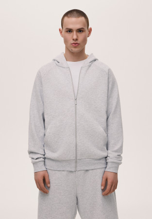 Худі трикотажне на блискавці чоловіче сірий меланж